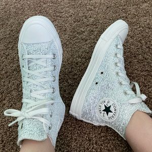Silver Sparkle Converse Size 7